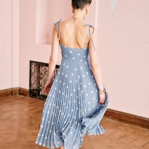 Sezane Dresses & Skirts - NWT Sezane Nissa Blue Polka Dot Dress